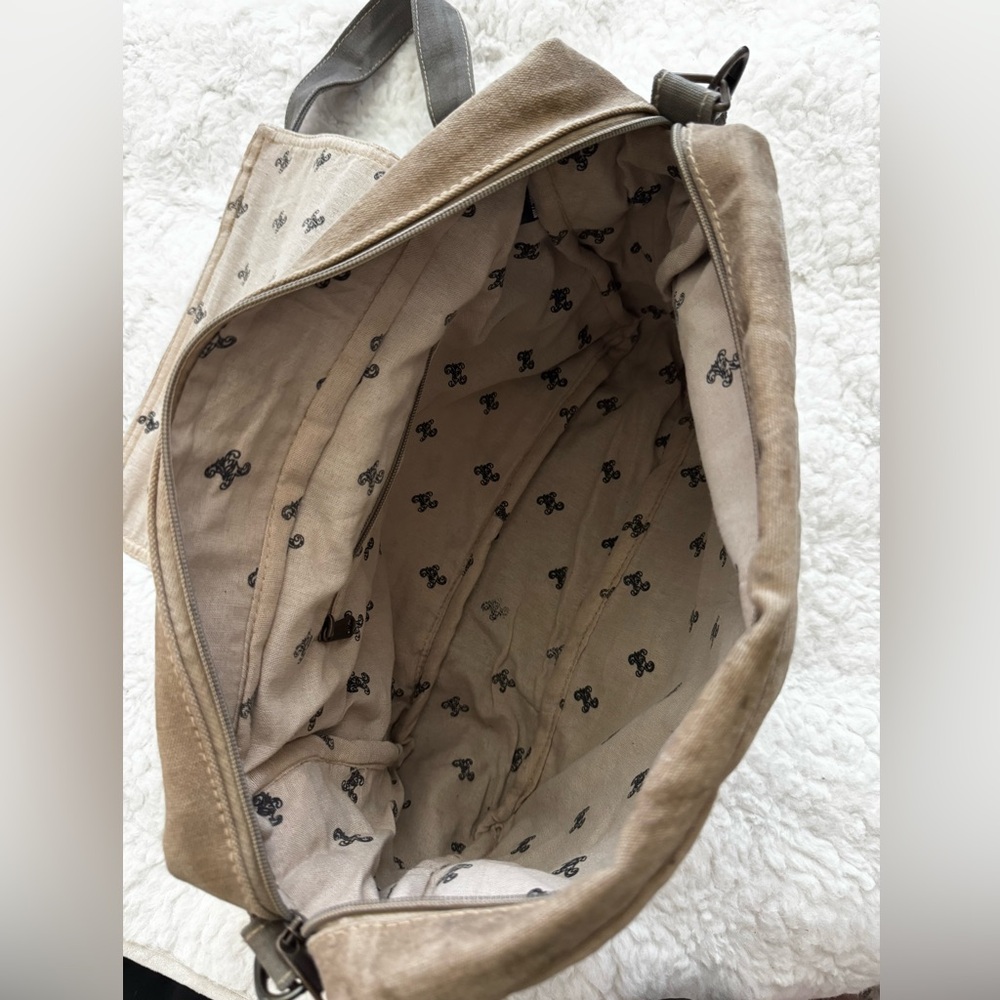 Vintage Brown Canvas Satchel with Artistic Design - Picture 5 of 12